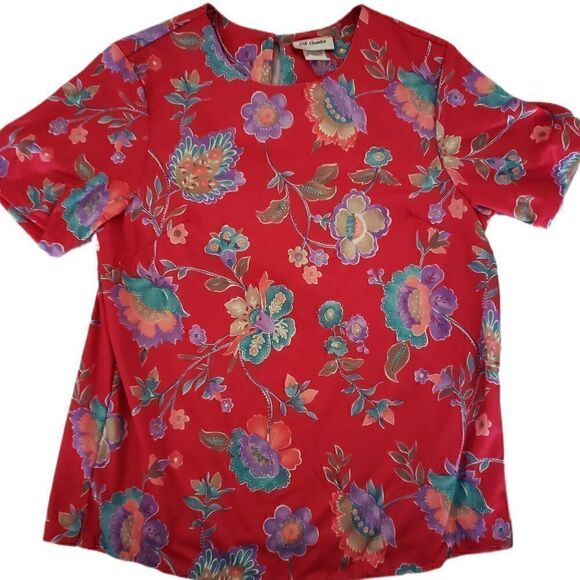 CW Classics Coral Floral Short Sleeve Blouse - Picture 2 of 3